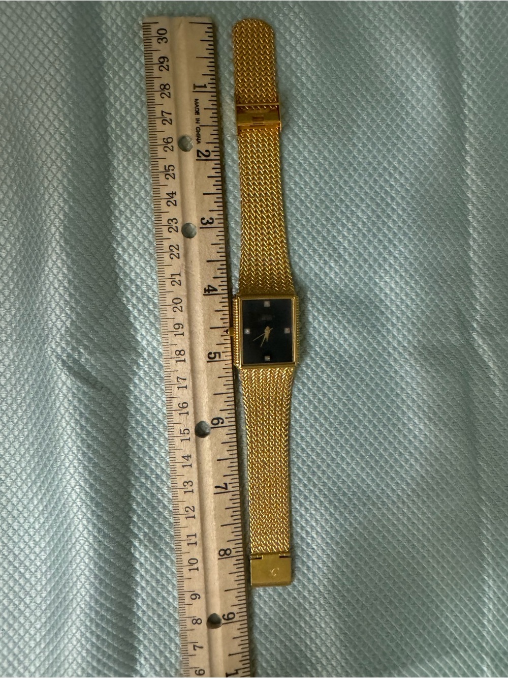 Xavier Diamond Quartz Gold Tone Watch with Black Dial. WORKS
